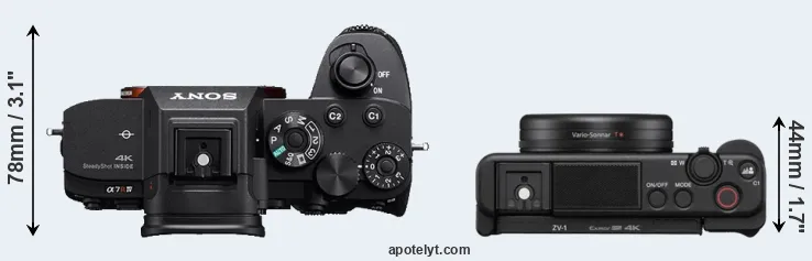 Compare A7R IVA versus ZV-1 top