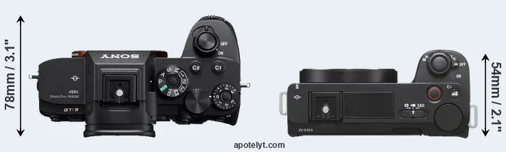 Compare A7R IVA versus ZV-E10 II top