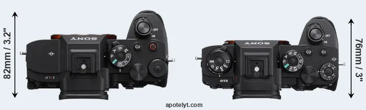 Compare A7R V versus A9 II top