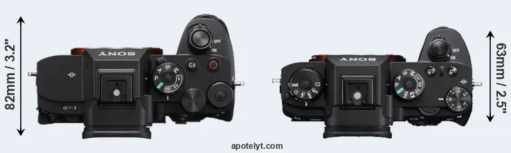 Compare A7R V versus A9 top
