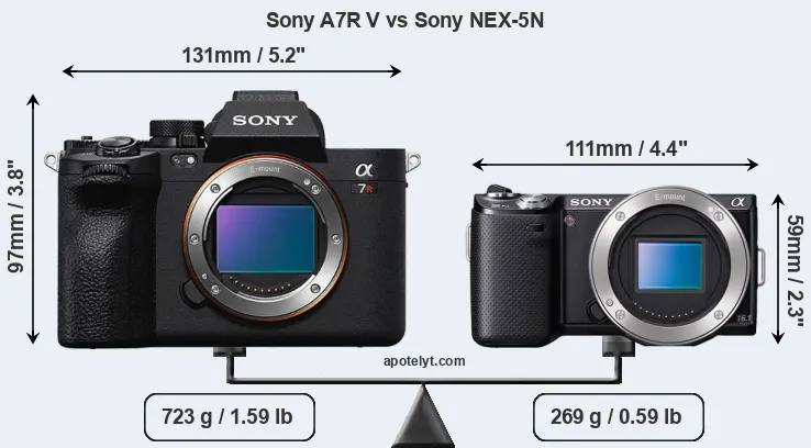 Size Sony A7R V vs Sony NEX-5N