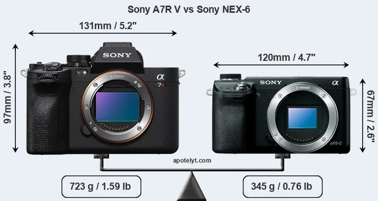 Size Sony A7R V vs Sony NEX-6