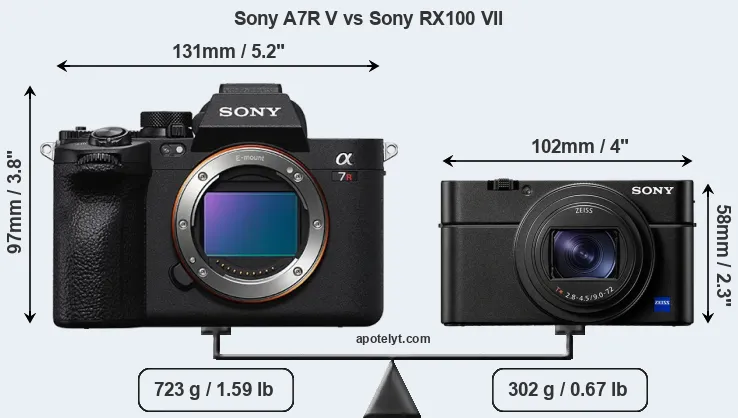 Size Sony A7R V vs Sony RX100 VII