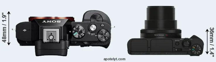 Compare A7R versus HX90V top