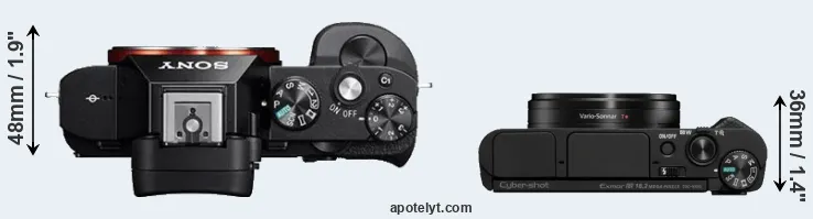 Compare A7R versus HX95 top