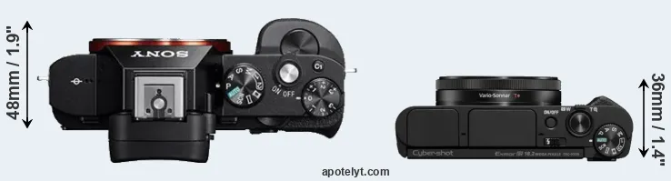 Compare A7R versus HX99 top