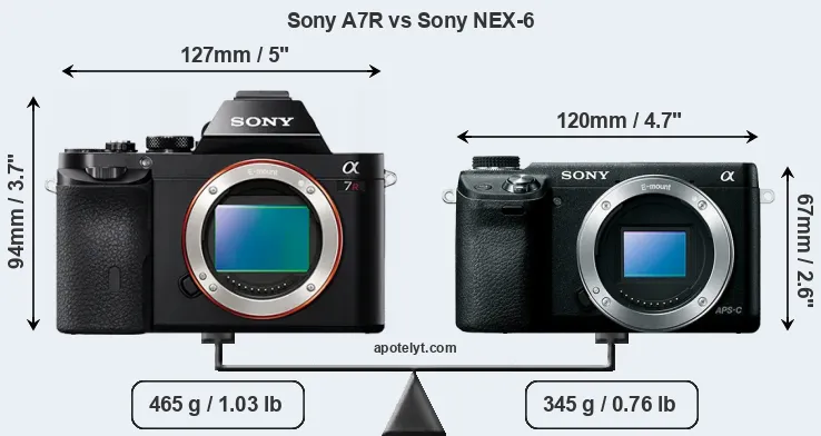Size Sony A7R vs Sony NEX-6