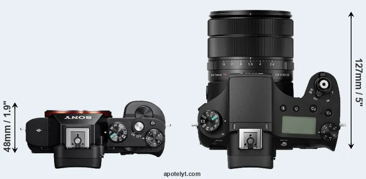 Compare A7R versus RX10 III top