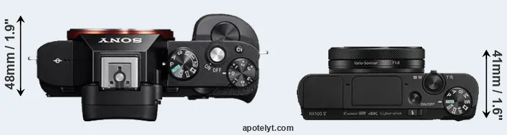 Compare A7R versus RX100 V top