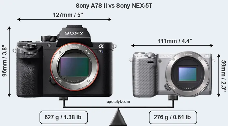 Size Sony A7S II vs Sony NEX-5T