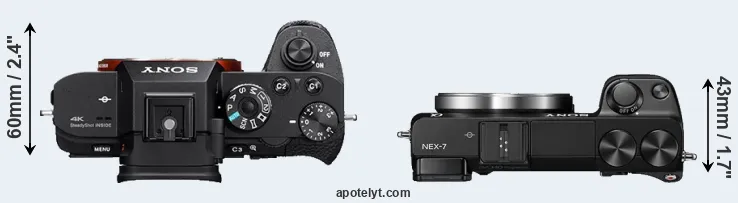 Compare A7S II versus NEX-7 top