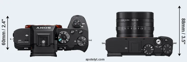 Compare A7S II versus RX1R III top