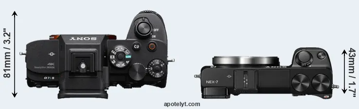 Compare A7S III versus NEX-7 top