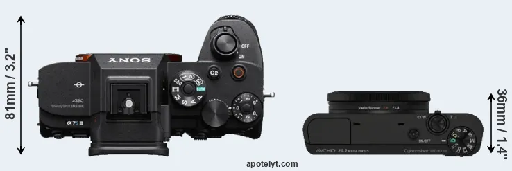 Compare A7S III versus RX100 top