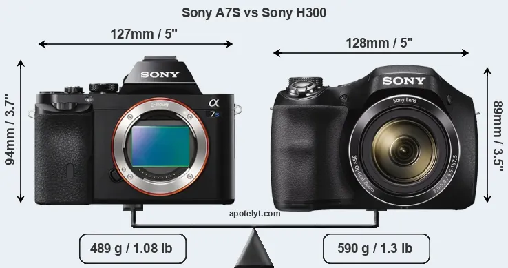 Size Sony A7S vs Sony H300