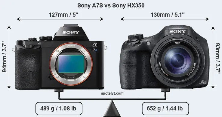 Size Sony A7S vs Sony HX350