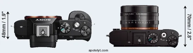 Compare A7S versus RX1 top