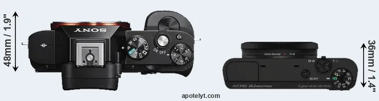 Compare A7S versus RX100 top