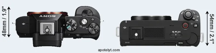 Compare A7S versus ZV-E1 top