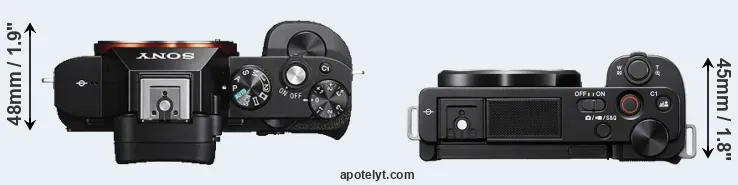 Compare A7S versus ZV-E10 top