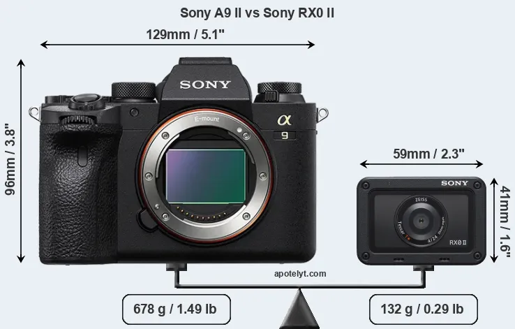 Size Sony A9 II vs Sony RX0 II