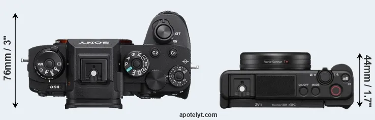 Compare A9 II versus ZV-1 top