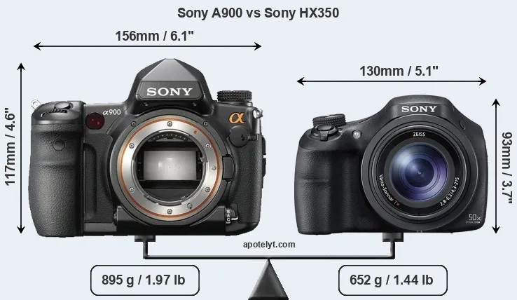 Size Sony A900 vs Sony HX350