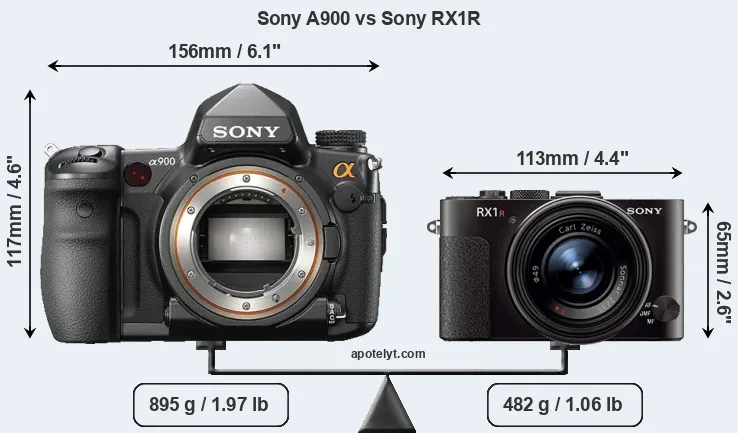 Size Sony A900 vs Sony RX1R