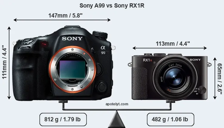 Size Sony A99 vs Sony RX1R