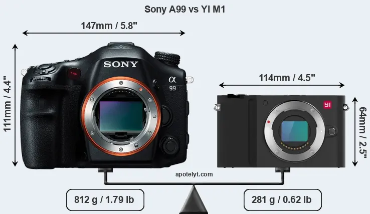 Size Sony A99 vs YI M1