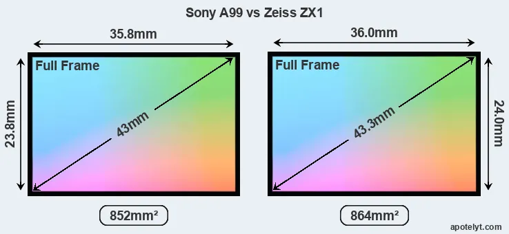 Sony A99 and Zeiss ZX1 sensor measures