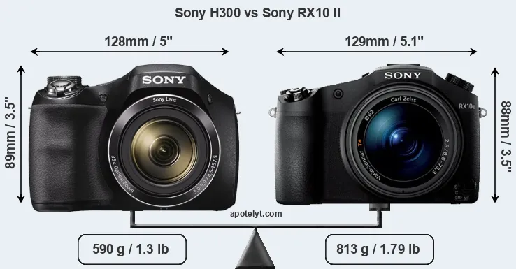 Size Sony H300 vs Sony RX10 II