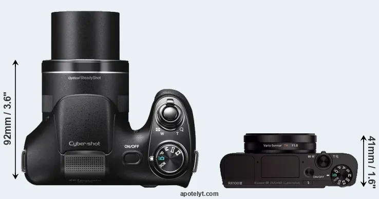 Compare H300 versus RX100 III top