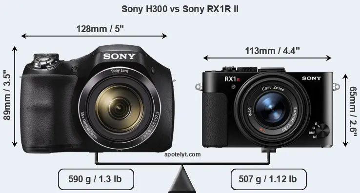 Size Sony H300 vs Sony RX1R II