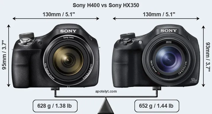 Size Sony H400 vs Sony HX350