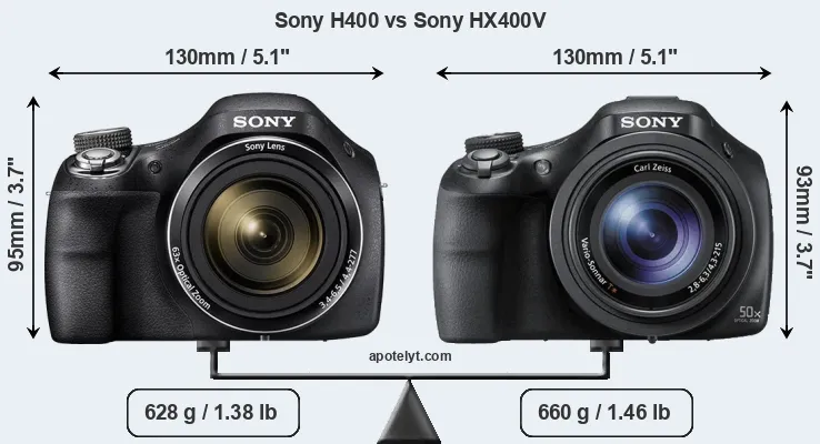 Size Sony H400 vs Sony HX400V