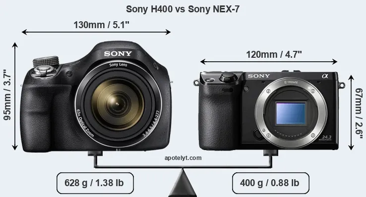 Size Sony H400 vs Sony NEX-7