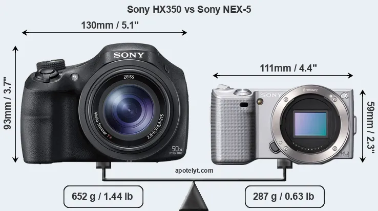 Size Sony HX350 vs Sony NEX-5