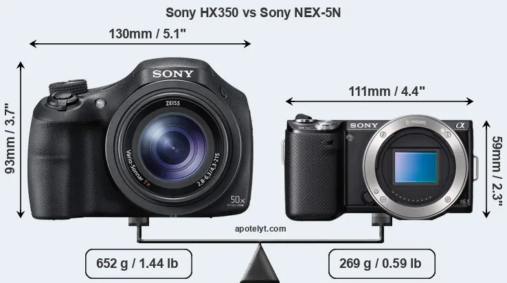 Size Sony HX350 vs Sony NEX-5N