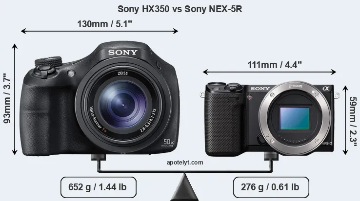 Size Sony HX350 vs Sony NEX-5R