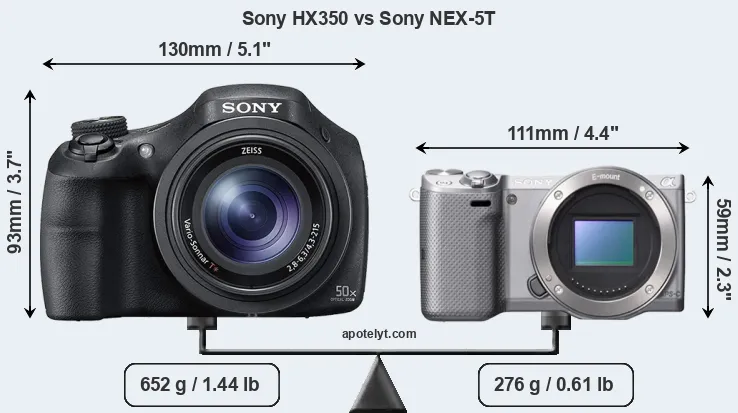 Size Sony HX350 vs Sony NEX-5T