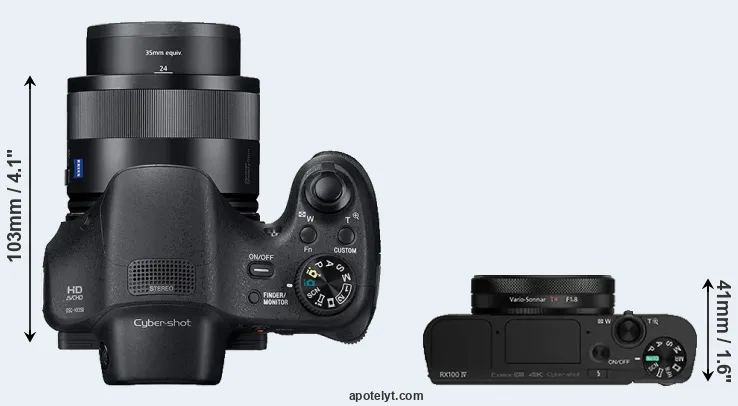 Compare HX350 versus RX100 IV top