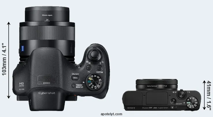 Compare HX350 versus RX100 V top