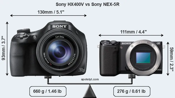 Size Sony HX400V vs Sony NEX-5R