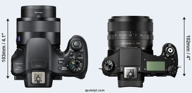 Compare HX400V versus RX10 top