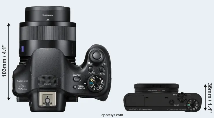 Compare HX400V versus RX100 top