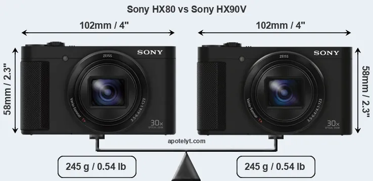 Size Sony HX80 vs Sony HX90V