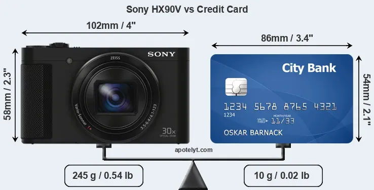Sony HX90V vs credit card front