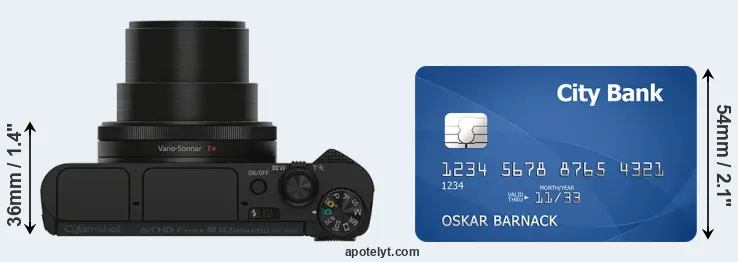 HX90V versus credit card top view