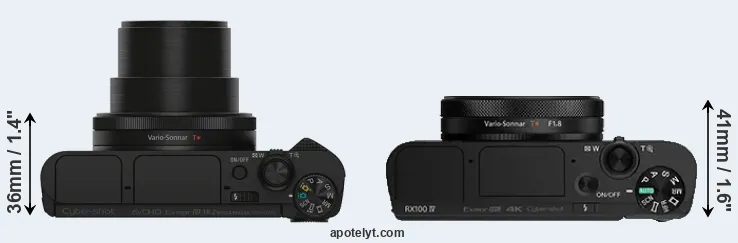Compare HX90V versus RX100 IV top